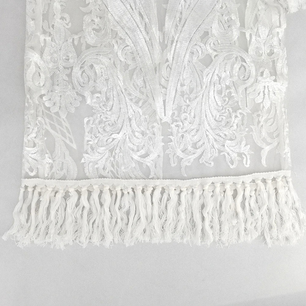 Elegant Long Dresses for Women Banquet Evening Dress Lace Embroidery Fringe Sexy Dress Vintage Wedding Party Prom Robe Vestidos