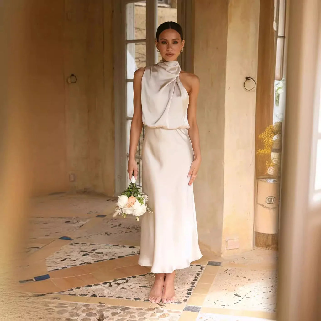 Women Long Dress 2024 Fashion Solid Summer Sleeveless Long Dresses For Female Elegent Lady Party Evening Slim Dresses